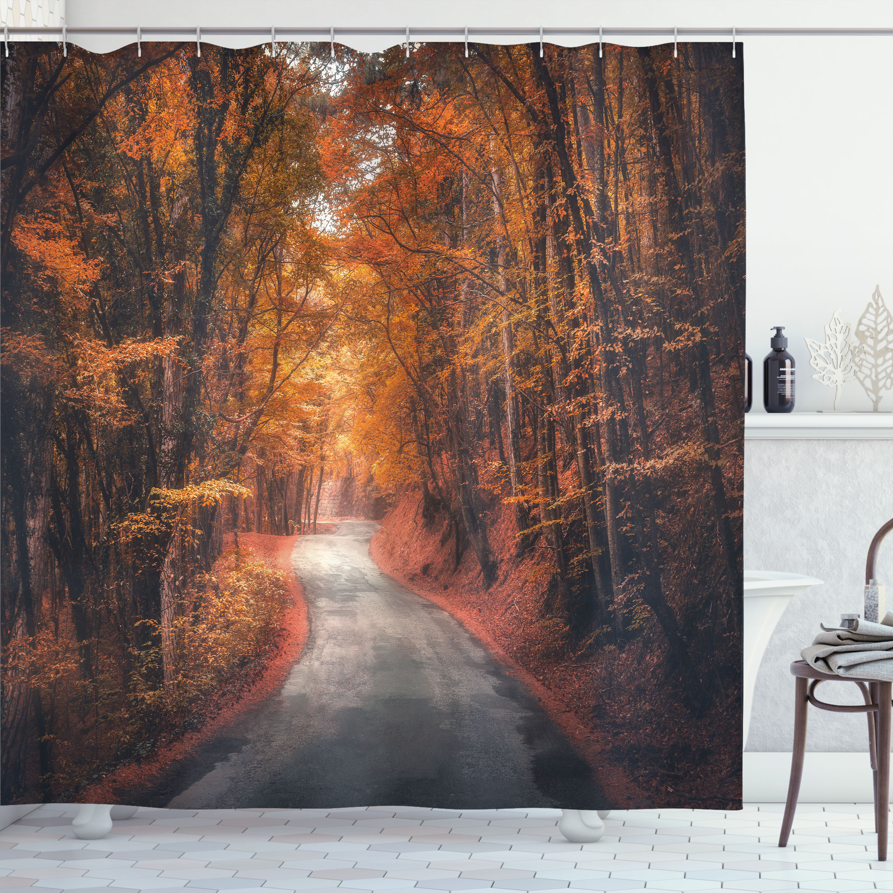 Mocsicka Herbst Duschvorhang – 180x180 Cm, Blätter-Design, Wasserdicht & Waschbar