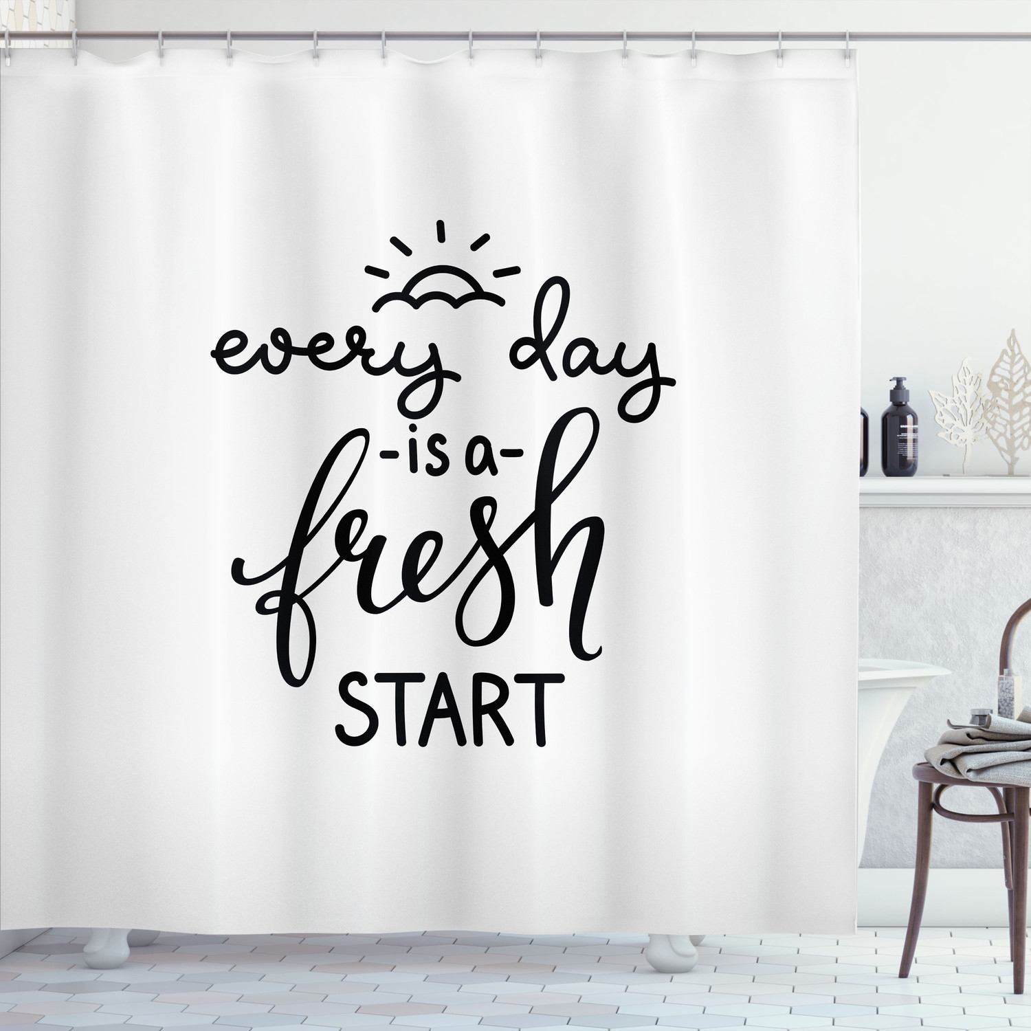 Sprichwort Duschvorhang Jeder Tag ist ein Fresh Start