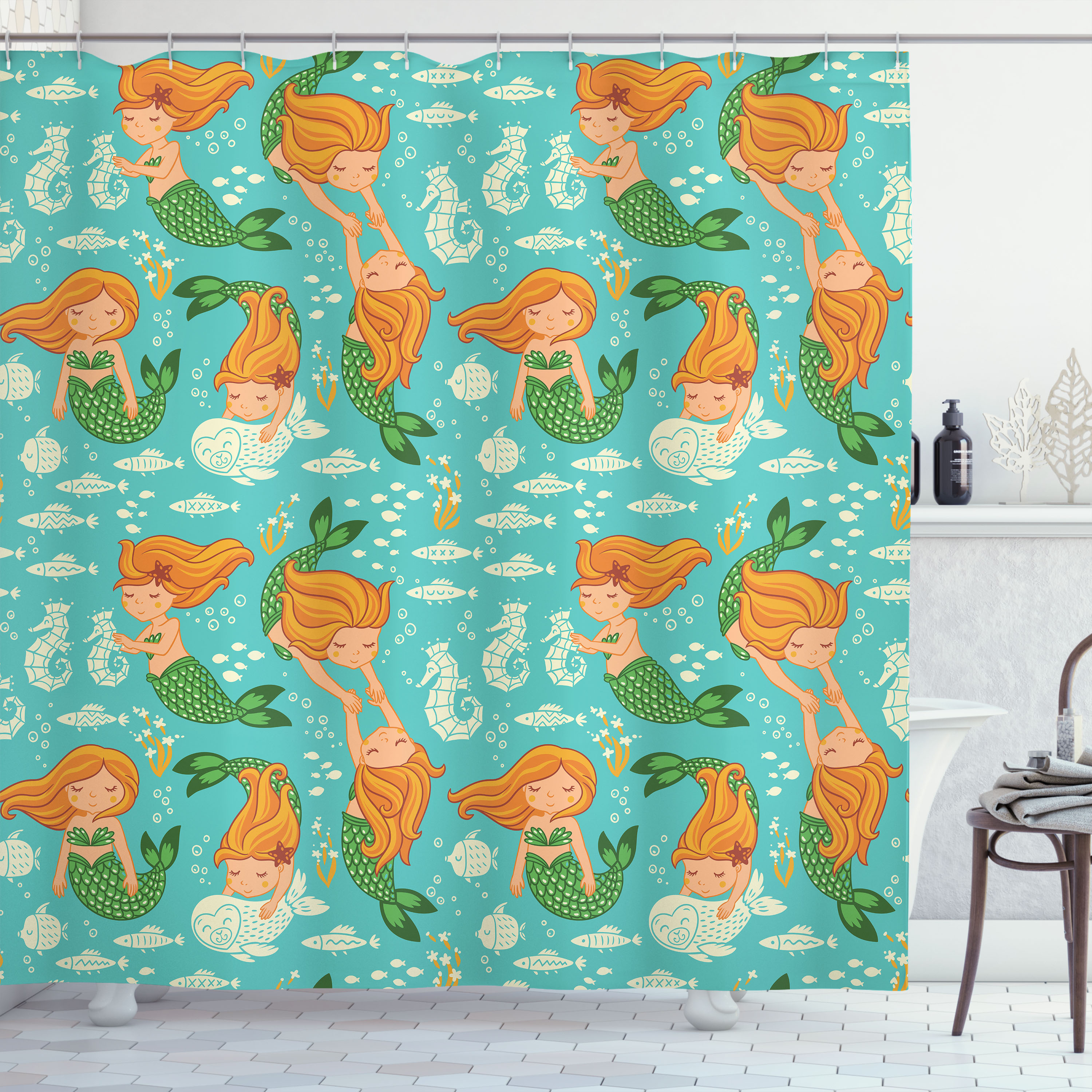 Unterwasser-Duschvorhang Mit Ozean-Motiv – 183x183 Cm, Wasserdichter Polyester, Inkl. 12 Haken