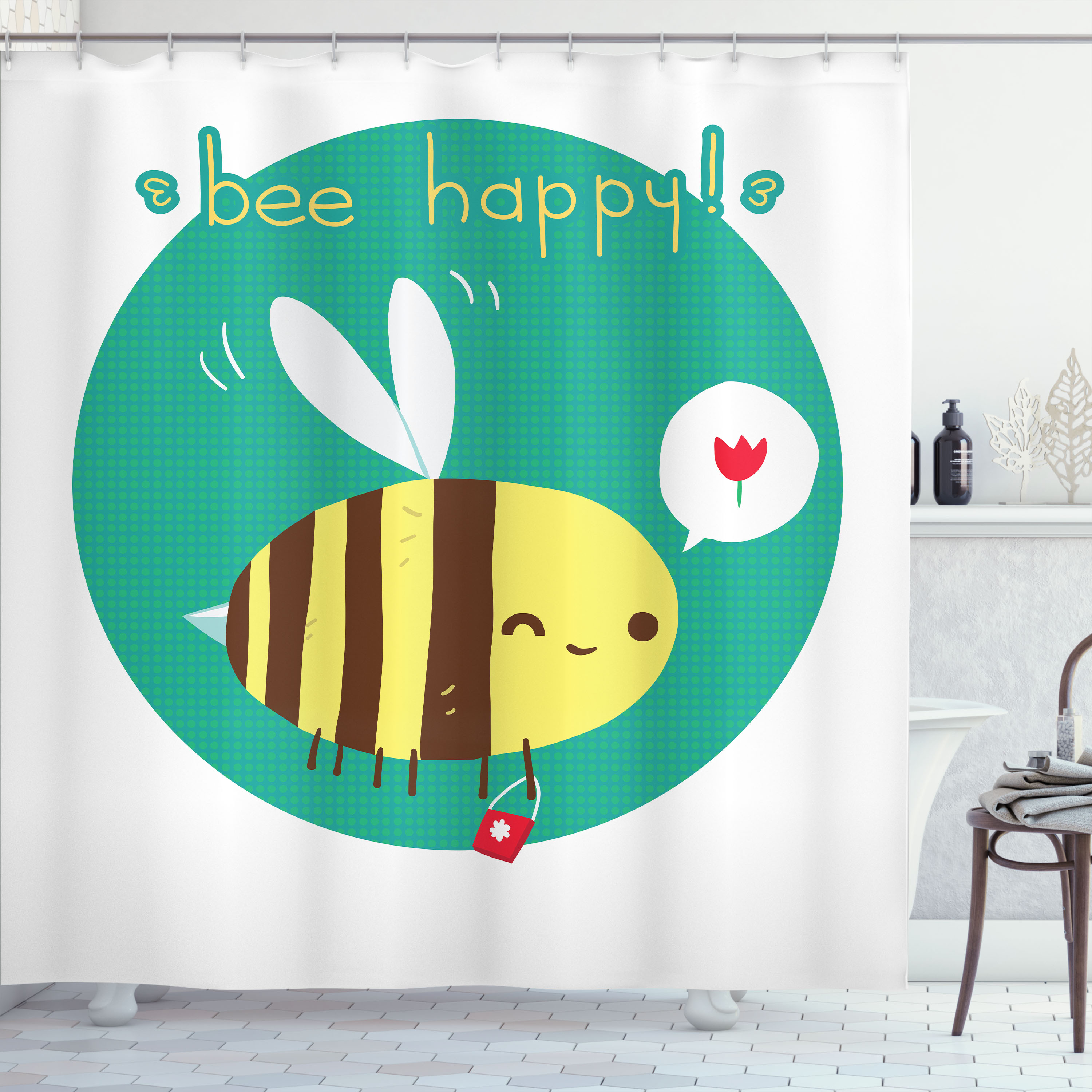 Queen Bee Shower Curtain Winking Bumblebee
