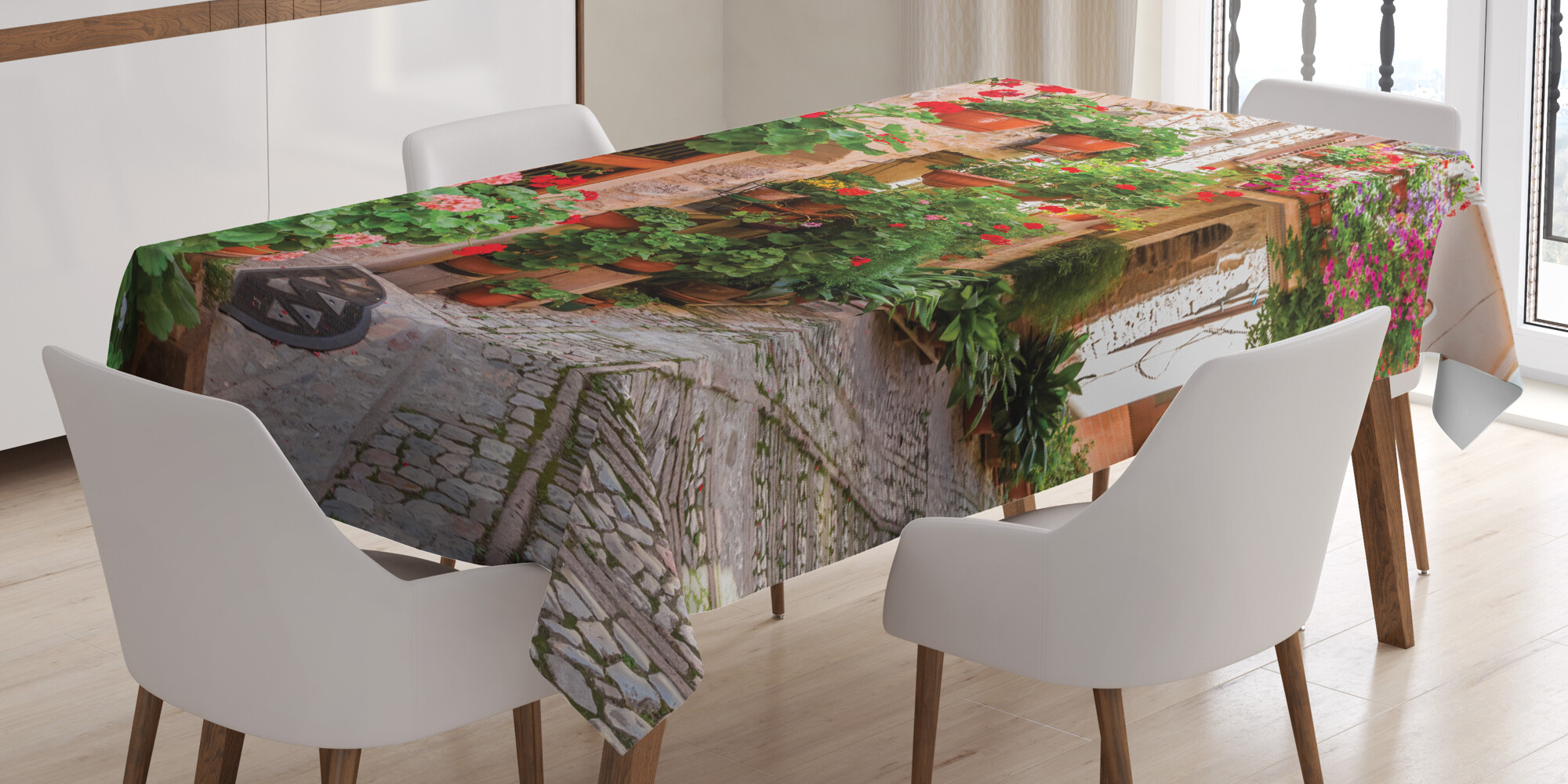 Italienisch Tischdecke Kleine mittelalterliche Stadt