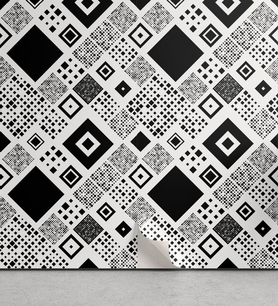 Black White Wallpaper Big Little Squares UK
